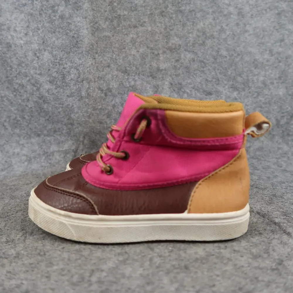 Oomphies Shoes Toddler 9C Sneaker Boots Casual Kids Pink Brown Lace Up Girls